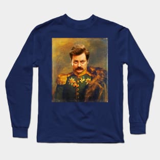 Ron Swanson Old Portrait Painting (Parks and Rec) Long Sleeve T-Shirt